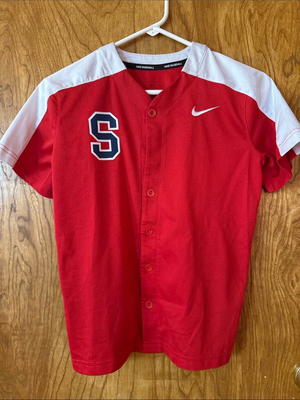 ⚾️ Nike Red & White Baseball Jersey with 'S' Chest Patch